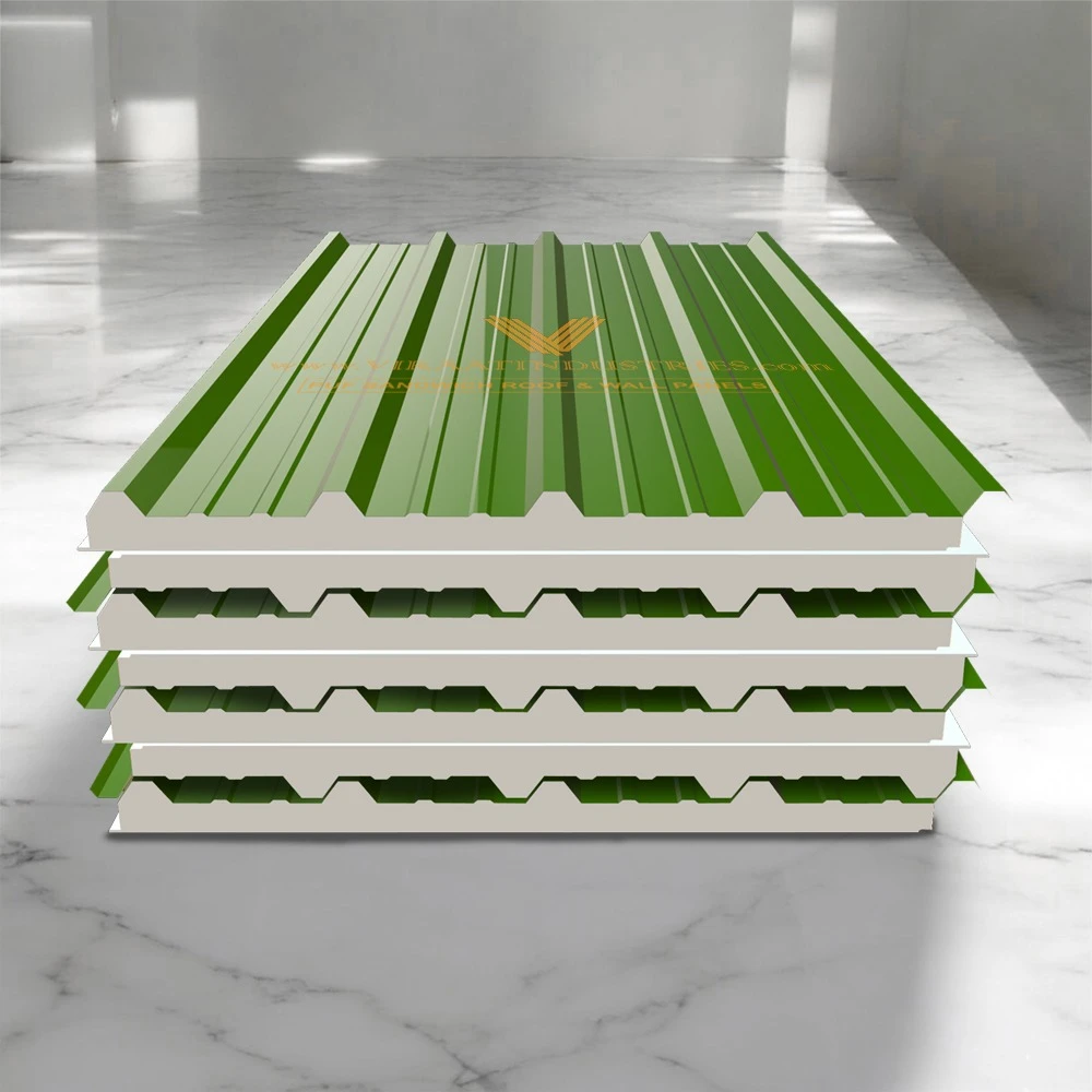 Puf sandwich panel in green colour