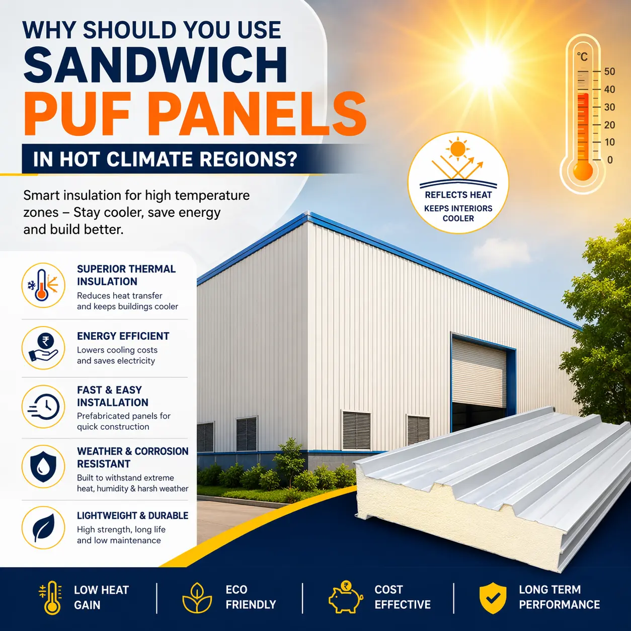 Why Should You Use Sandwich PUF Panels in Hot Climate Regions