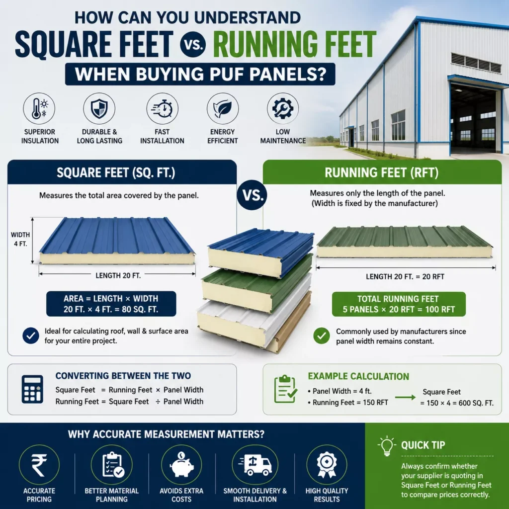 How Can You Understand Square Feet vs. Running Feet When Buying PUF Panels