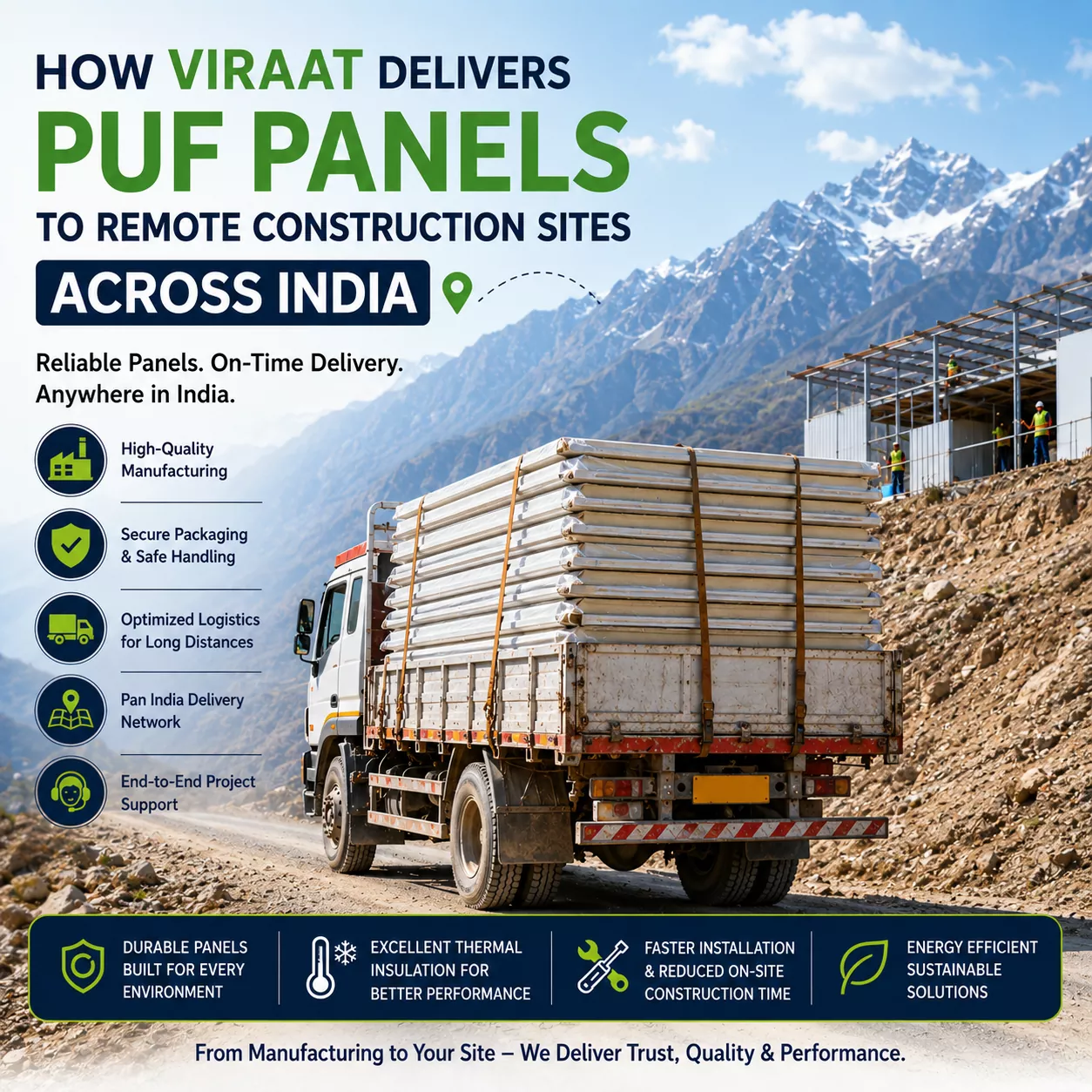 How Viraat Delivers PUF Panels to Remote Construction Sites Across India