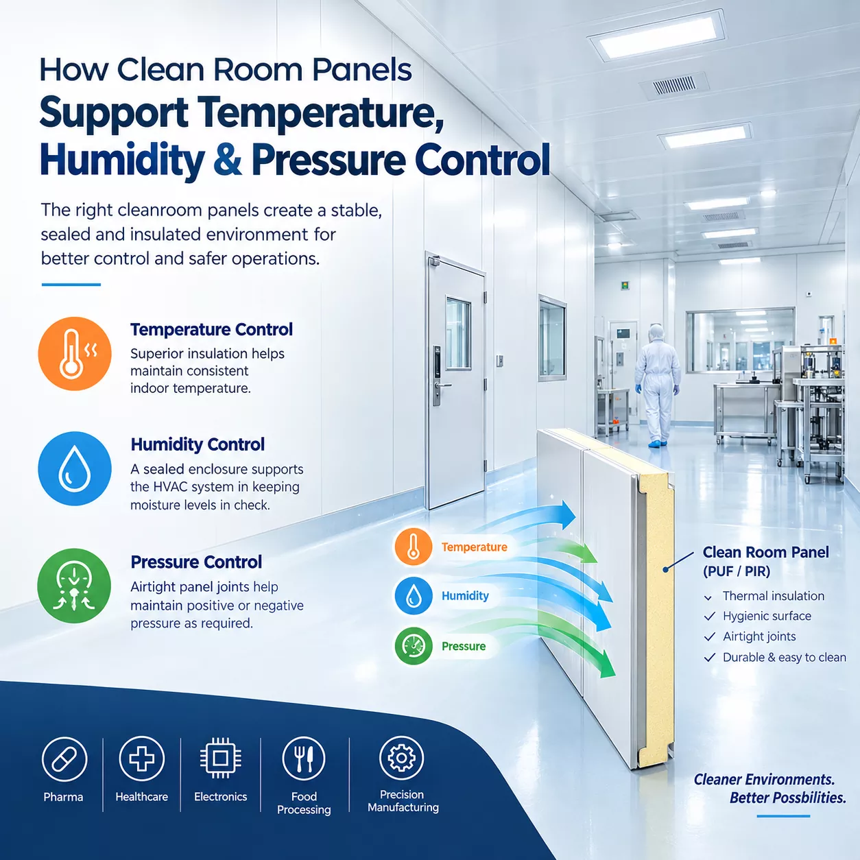 How Clean Room Panels Support Temperature, Humidity & Pressure Control